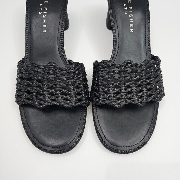 NEW Marc Fisher LTD Jazmine Sandal Womens 9 Black Woven Slide Mule Slip On Heel - Picture 5 of 12